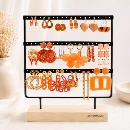 Pack de 18 boucles d'oreilles acier - ORANGE