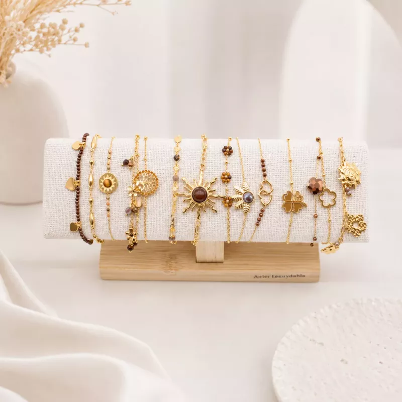 Pack de 12 bracelets acier - marron