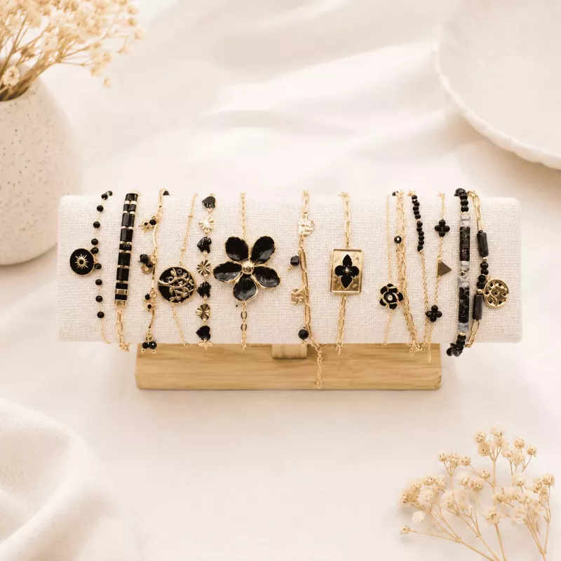 Pack de 12 bracelets acier - NOIR