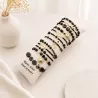 Pack de 12 bracelets cristal de verre et acier - NOIR