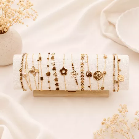 Pack de 12 bracelets acier - marron