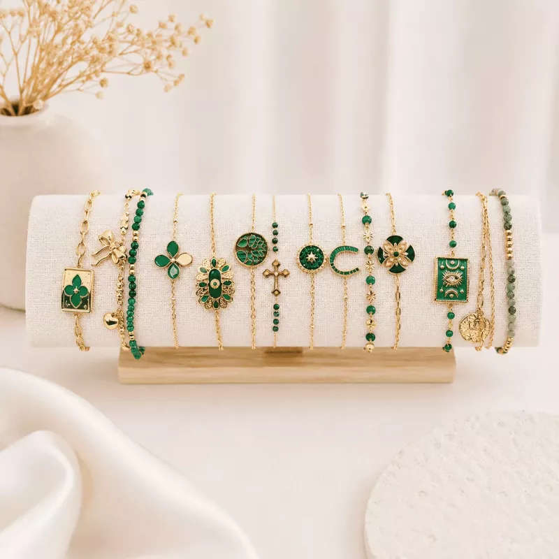 Pack de 12 bracelets acier inoxydable - VERT