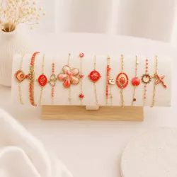 Pack de 12 bracelets acier - ROUGE