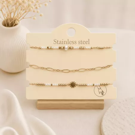 Pack de 3 bracelets acier - soleil