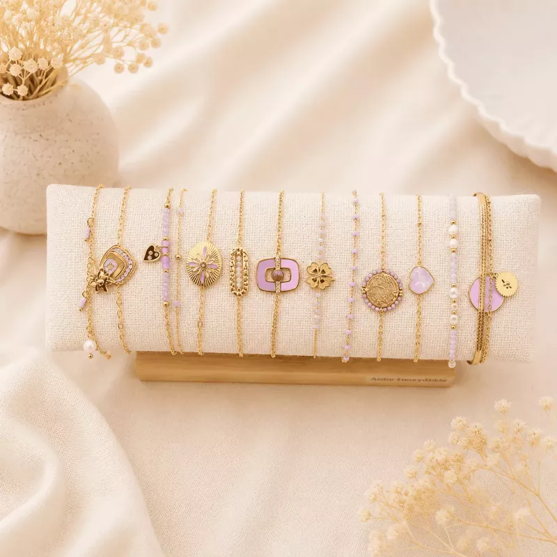 Pack de 12 bracelets acier - parme