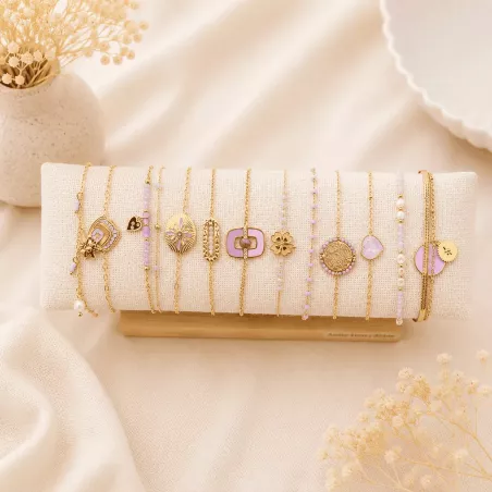 Pack de 12 bracelets acier - parme