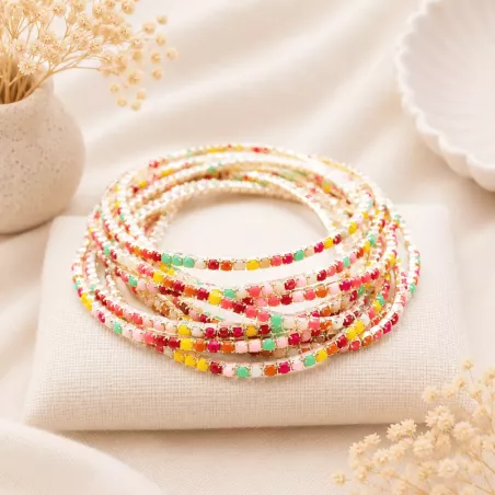 Lot de 10 bracelets strass argenté