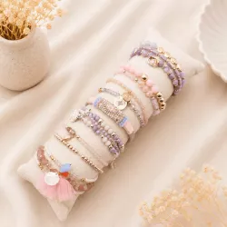 copy of Pack de 12 bracelets acier - argenté noir