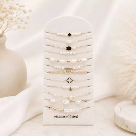 Pack de 12 bracelets perles et acier