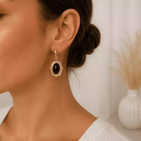 Boucles d'oreilles créoles avec pampille