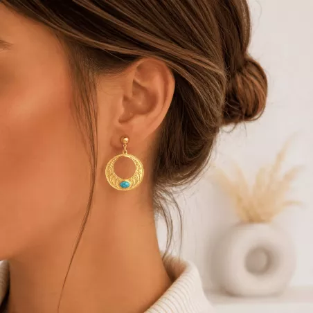 Boucles d'oreilles pendantes avec pierre