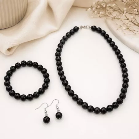 parure de perles collier + bracelet + boucle d'oreille