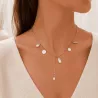 Collier en acier avec breloques nacre et coquillages