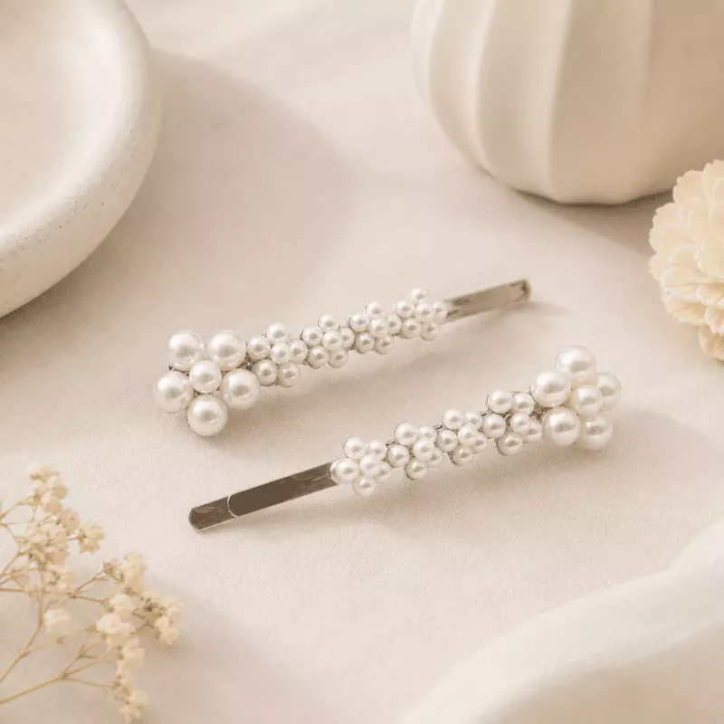Duo de pinces pour cheveux en perles