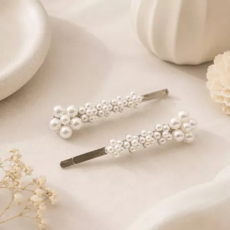 Duo de pinces pour cheveux en perles