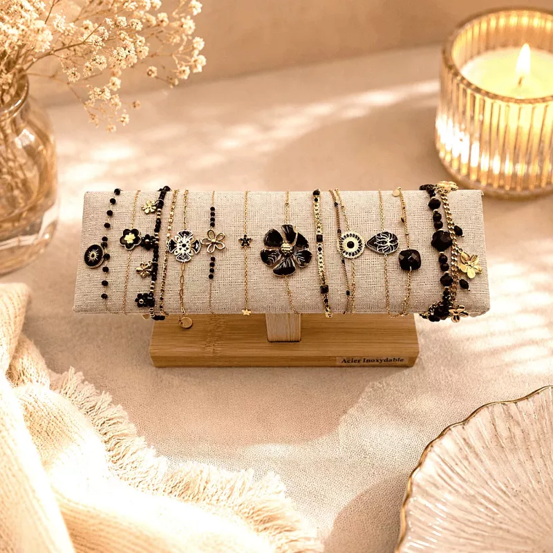 pack-12-bracelets-ajustables-acier-inoxydable-noir-presentoir