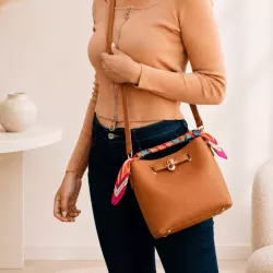 Sac à main seau avec ruban coloré avec pochette