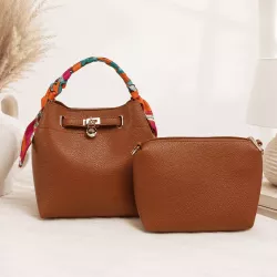 Sac à main seau avec ruban coloré avec pochette