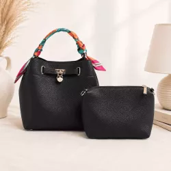 Sac à main seau avec ruban coloré avec pochette