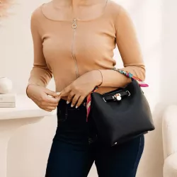 Sac à main seau avec ruban coloré avec pochette
