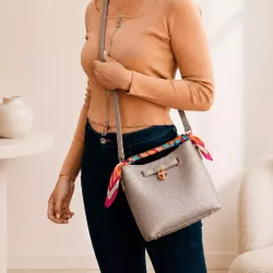 Sac à main seau avec ruban coloré avec pochette
