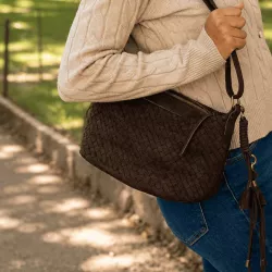 Sac bandoulière tressé femme 30x18 cm | Grossiste maroquinerie tendance