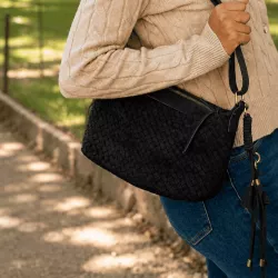 Sac bandoulière tressé femme 30x18 cm | Grossiste maroquinerie tendance