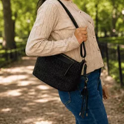 Sac bandoulière tressé femme 30x18 cm | Grossiste maroquinerie tendance