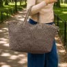 Sac cabas tressé femme avec pochette 53x29 cm | Grossiste maroquinerie