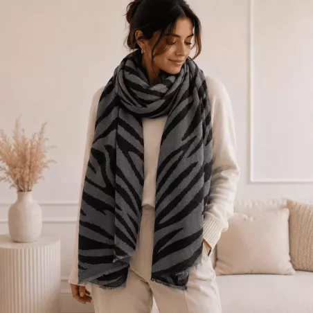 Écharpe femme motif zèbre