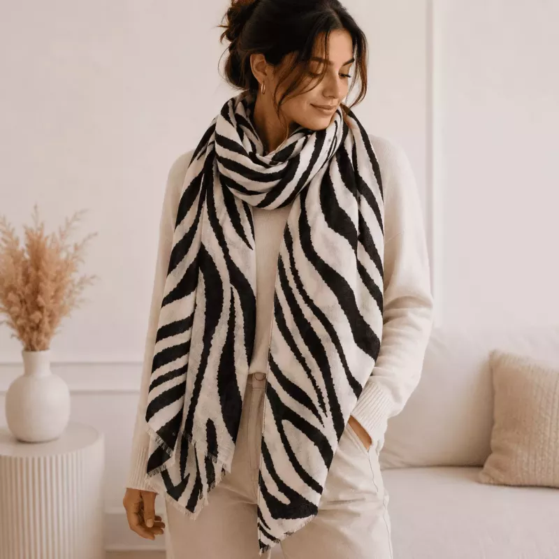 Écharpe femme motif zèbre