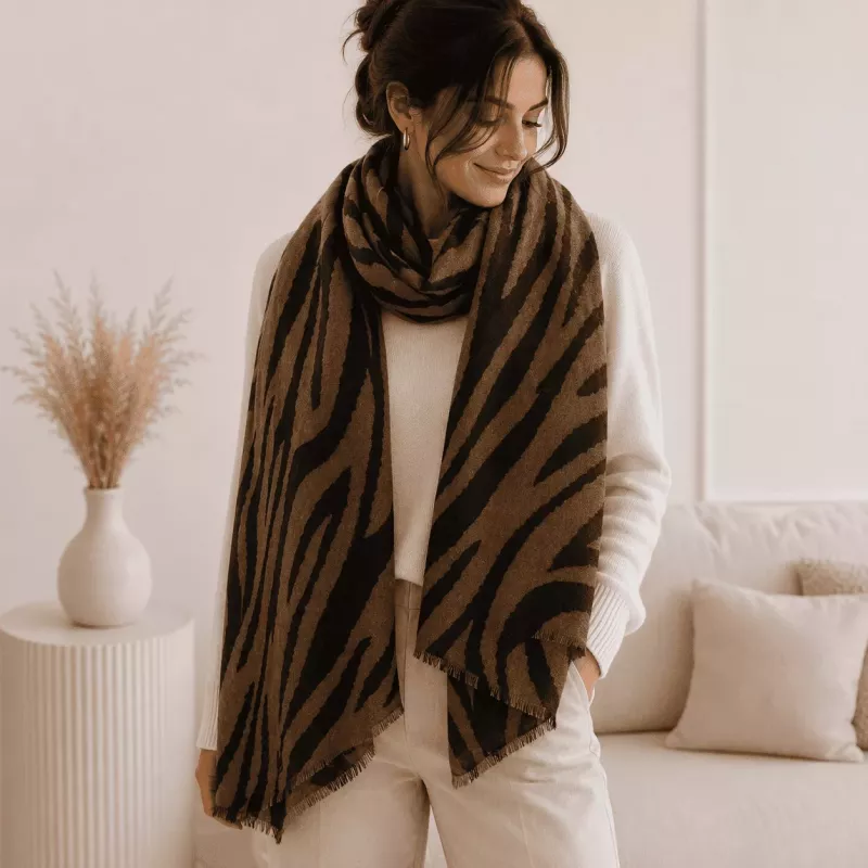 Écharpe femme motif zèbre