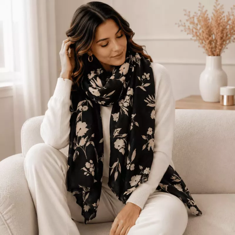 Écharpe femme motif fleuri