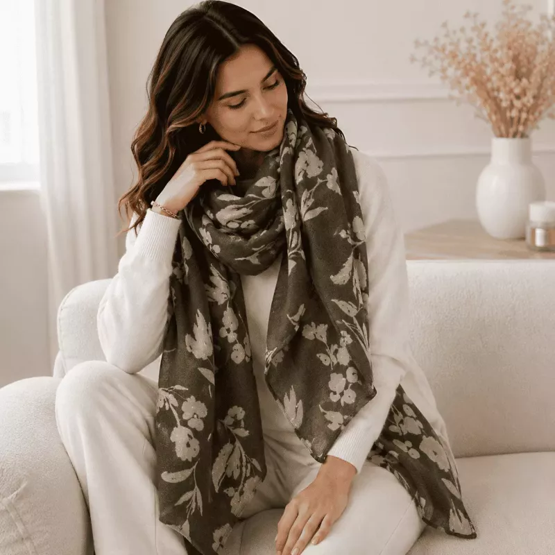 Écharpe femme motif fleuri