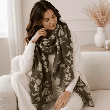 Écharpe femme motif fleuri