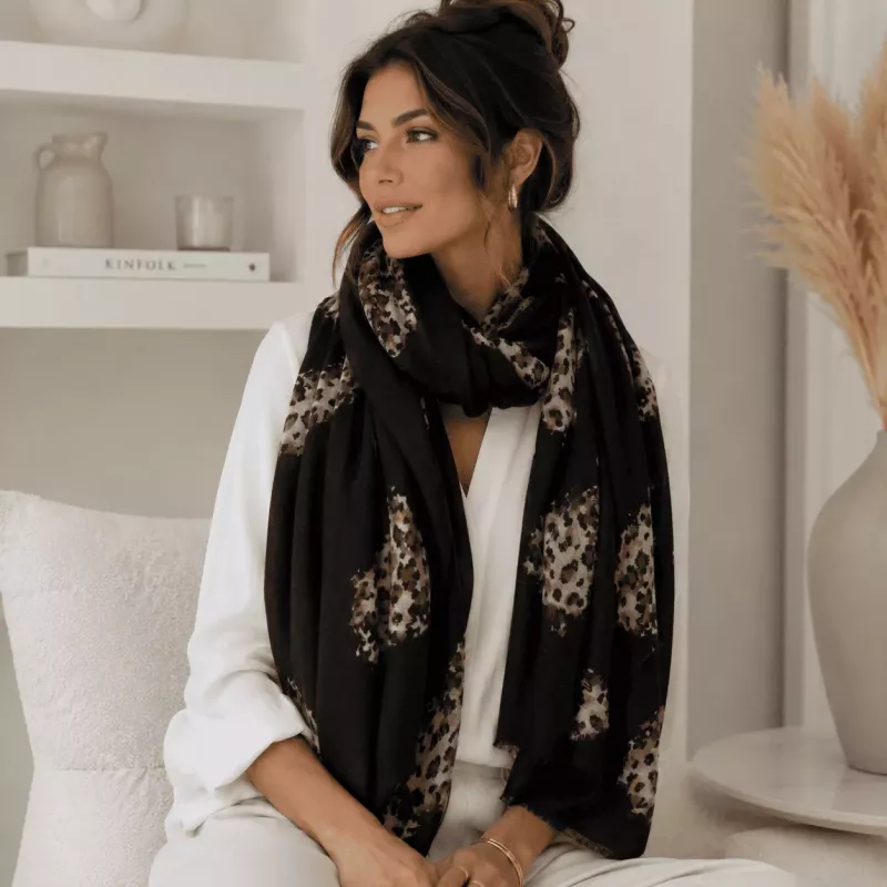 Écharpe femme léopard 100% viscose 180x90 cm | Grossiste accessoires de mode