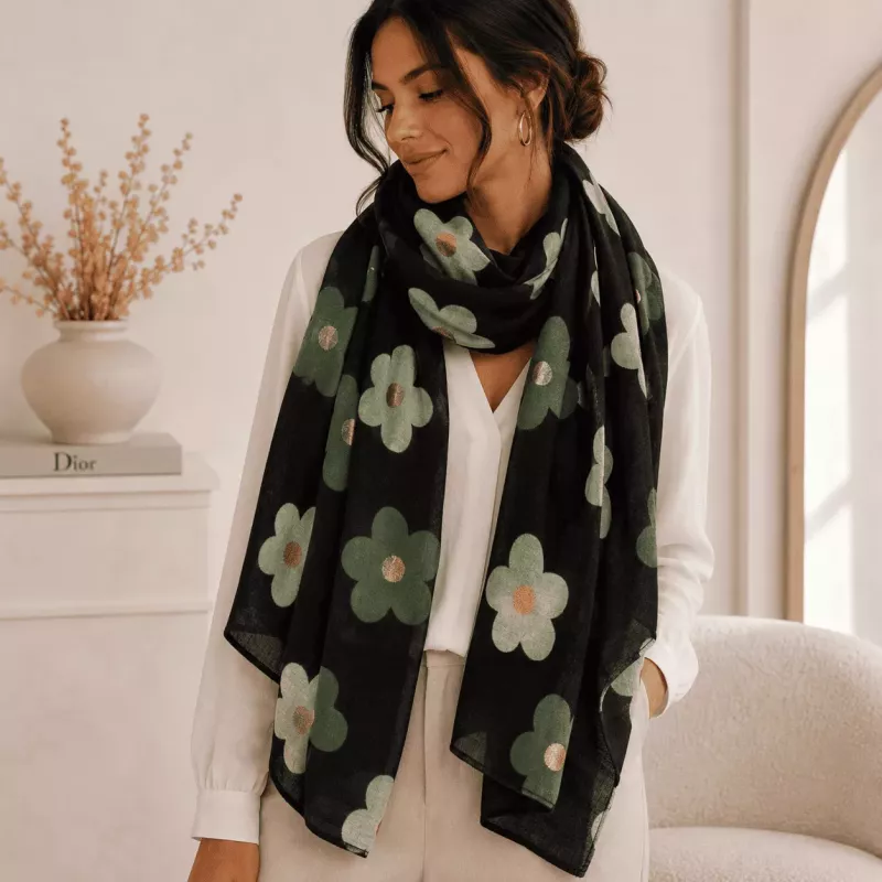 Écharpe tendance motif fleurs