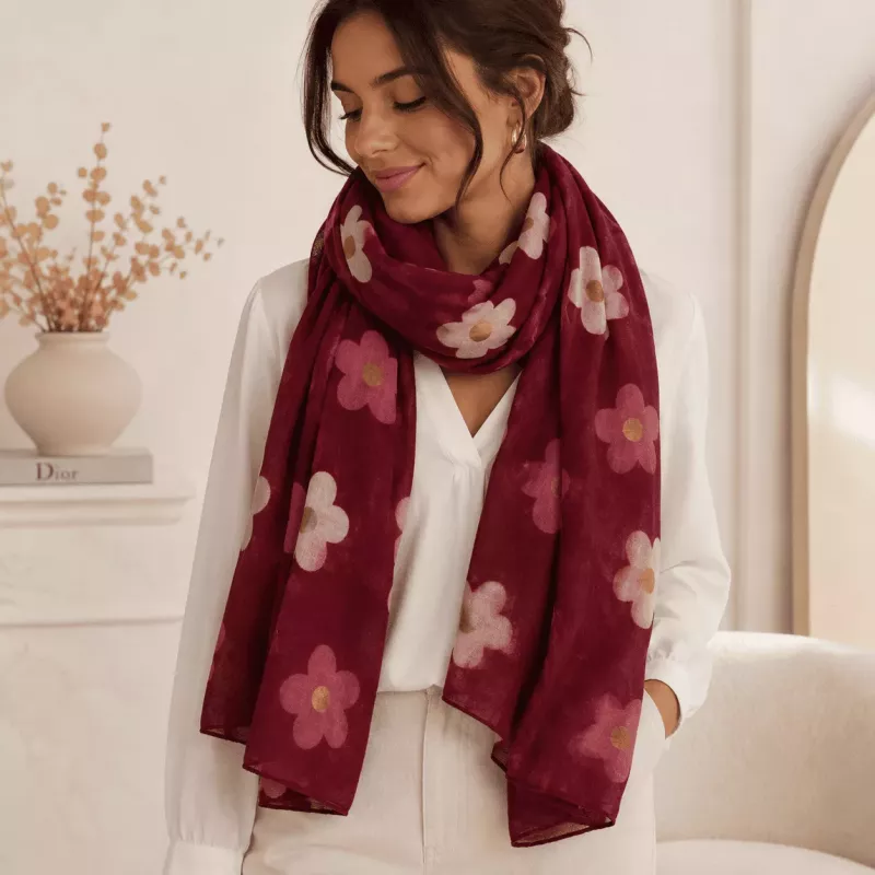 Écharpe tendance motif fleurs