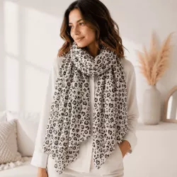 Écharpe femme léopard 180x90 cm 100% polyester | Grossiste accessoires de mode