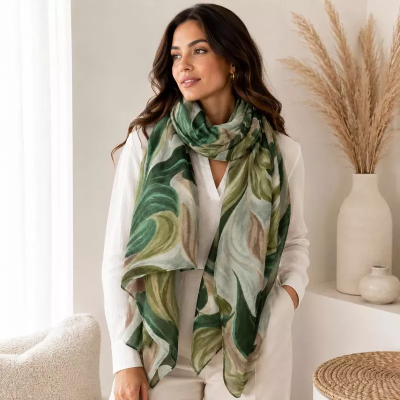 Écharpe femme imprimé abstrait 180x85 cm 100% polyester | Grossiste accessoires de mode