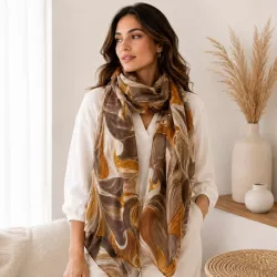 Écharpe femme imprimé abstrait 180x85 cm 100% polyester | Grossiste accessoires de mode