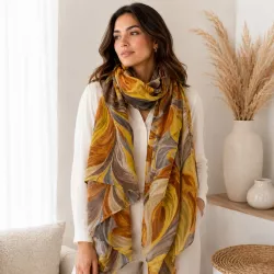 Écharpe femme imprimé abstrait 180x85 cm 100% polyester | Grossiste accessoires de mode