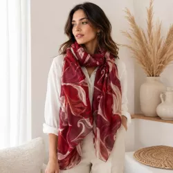 Écharpe femme imprimé abstrait 180x85 cm 100% polyester | Grossiste accessoires de mode