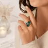 Bague dorée acier à cabochons cristal