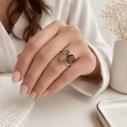 Bague dorée acier à cabochons cristal