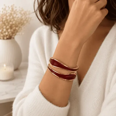 Bracelet jonc doré ondulé acier inoxydable
