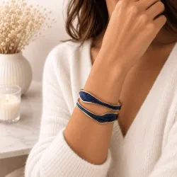 Bracelet jonc doré ondulé acier inoxydable