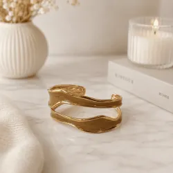Bracelet jonc doré ondulé acier inoxydable