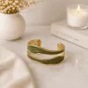 Bracelet jonc doré ondulé acier inoxydable
