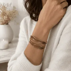 Bracelet jonc doré ondulé acier inoxydable